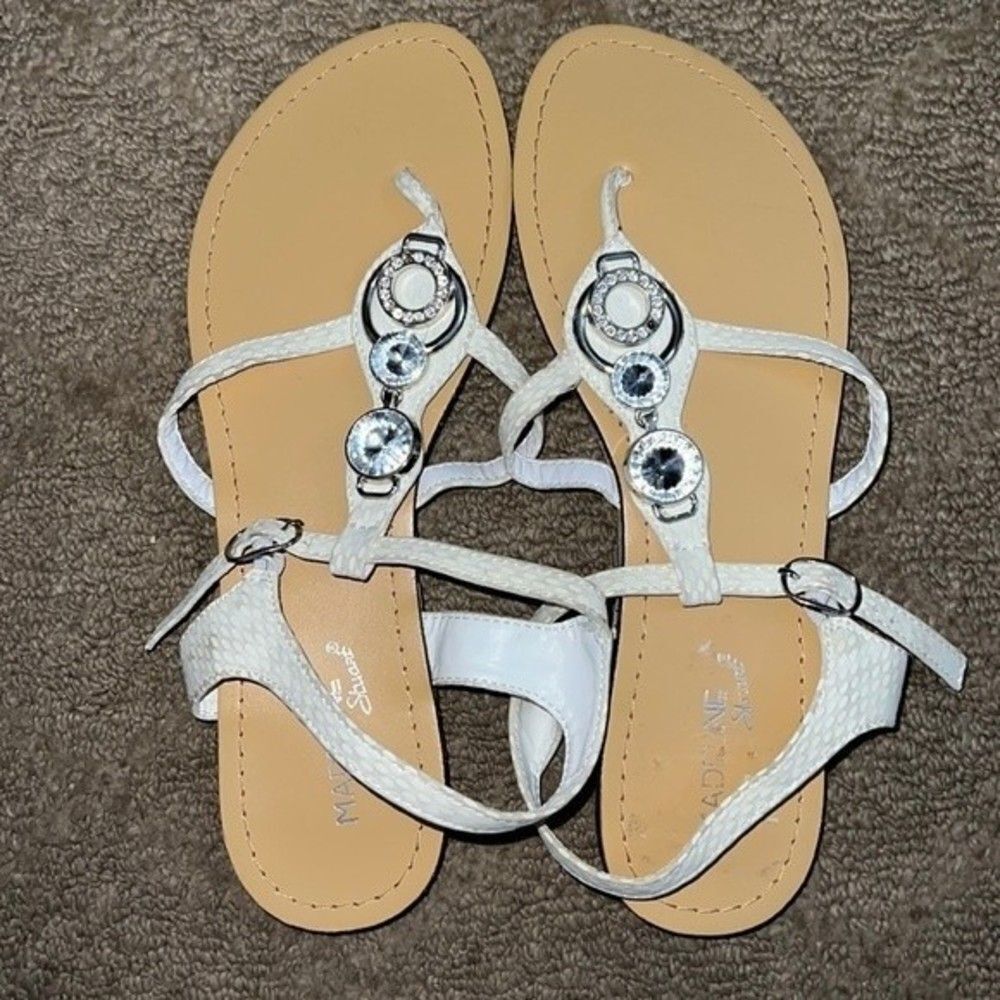 White Madeline Stuart Sandals - Size 9.5 | New Without Tags